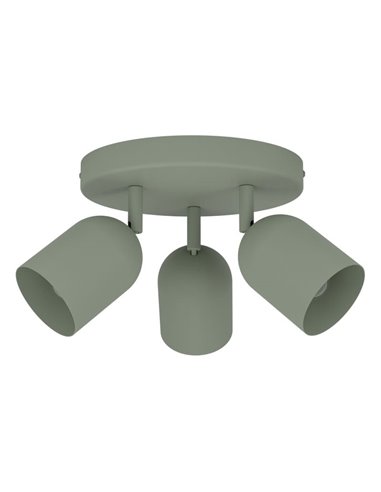 Luminária de teto redonda com 3 spots TILSTON E14 (não incluídos) 3×40W, verde musgo Ø280×100 mm