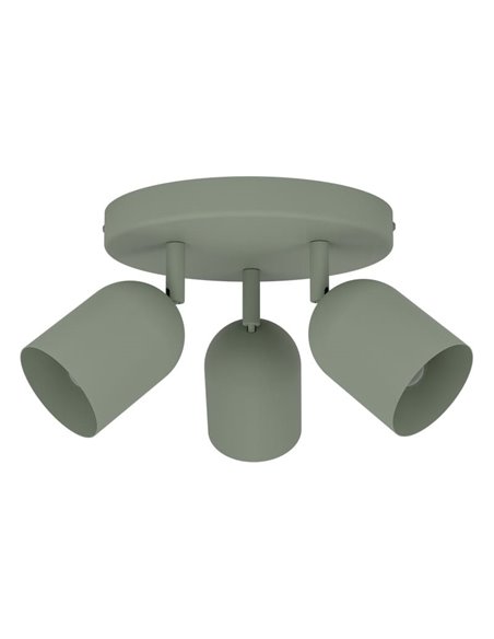 Luminária de teto redonda com 3 spots TILSTON E14 (não incluídos) 3×40W, verde musgo Ø280×100 mm