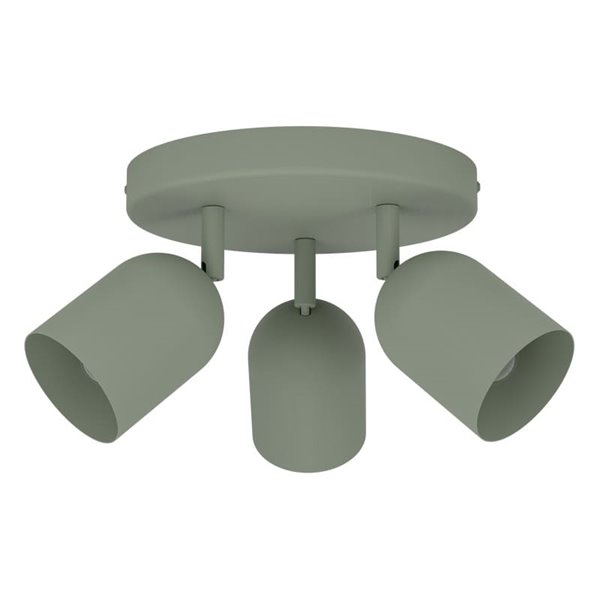 Plafón de techo redondo con 3 focos TILSTON E14 (no incl.) 3×40W, verde musgo Ø280×100 mm