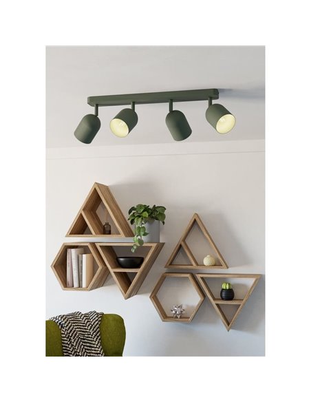 Lámpara de barra con 4 focos TILSTON E14 (no incl.) 4×40W, verde musgo 720×80×205 mm