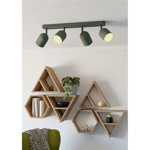 Lámpara de barra con 4 focos TILSTON E14 (no incl.) 4×40W, verde musgo 720×80×205 mm