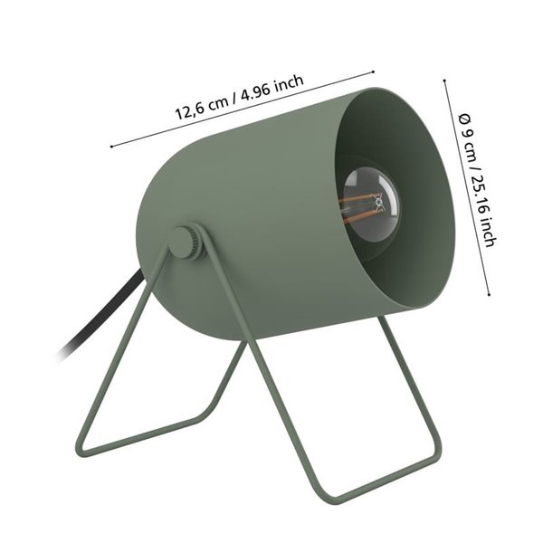 Luminária de mesa ajustável TILSTON, metal verde musgo, soquete E14 (não incluído), altura 380 mm