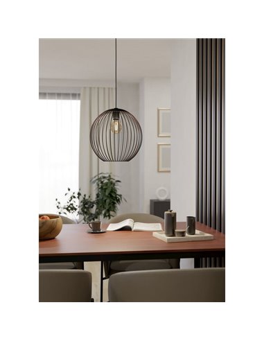 Lámpara colgante moderna de metal negro y cobre ALMANZORA E27 (no incl.) Ø320mm