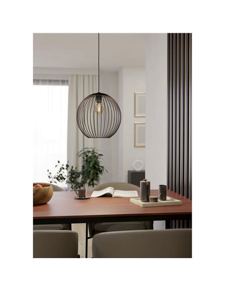 Suspension moderne ALMANZORA en métal noir et cuivre, douille E27 (non fournie), Ø 320 mm