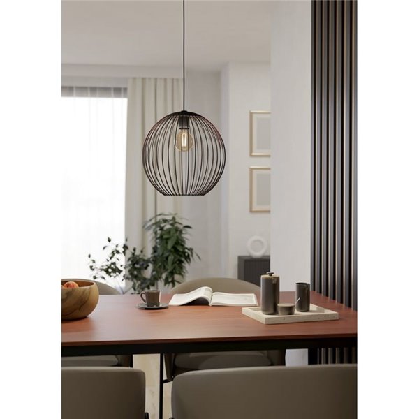 Suspension moderne ALMANZORA en métal noir et cuivre, douille E27 (non fournie), Ø 320 mm