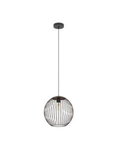Luminária pendente moderna ALMANZORA em metal preto e cobre, soquete E27 (não incluso), Ø320mm