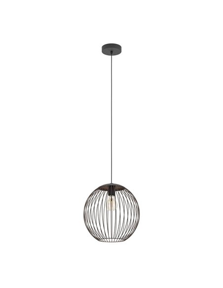 Luminária pendente moderna ALMANZORA em metal preto e cobre, soquete E27 (não incluso), Ø320mm