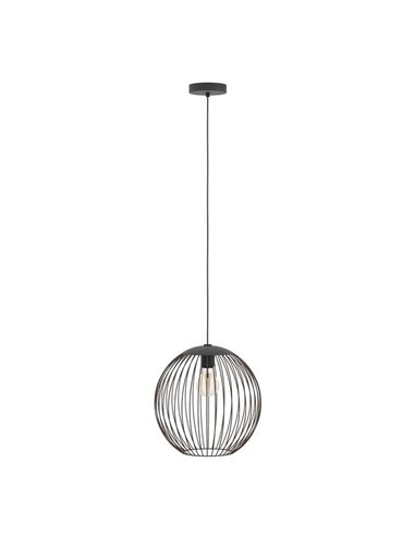 Luminária pendente moderna ALMANZORA em metal preto e cobre, soquete E27 (não incluso), Ø320mm