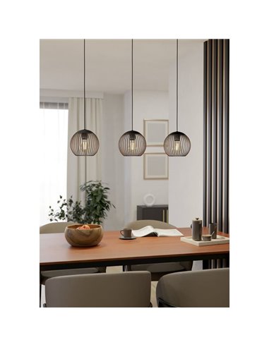 Lámpara colgante industrial 3 luces E27 (no incl)ALMANZORA negra y cobre
