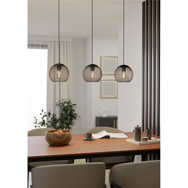 Lámpara colgante industrial 3 luces E27 (no incl)ALMANZORA negra y cobre