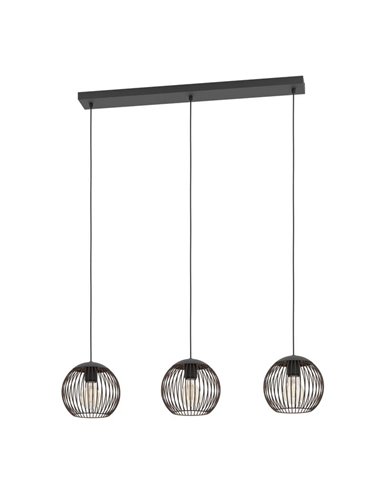Lámpara colgante industrial 3 luces E27 (no incl)ALMANZORA negra y cobre