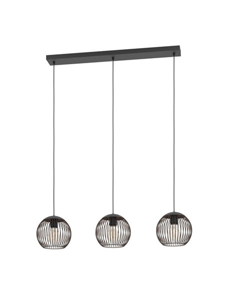 Suspension industrielle 3 lumières E27 (non fournie) ALMANZORA noir et cuivre