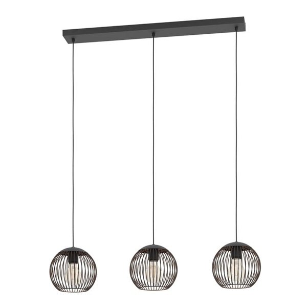 Lámpara colgante industrial 3 luces E27 (no incl)ALMANZORA negra y cobre