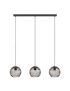 Lámpara colgante industrial 3 luces E27 (no incl)ALMANZORA negra y cobre