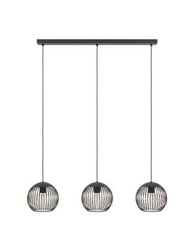 Lámpara colgante industrial 3 luces E27 (no incl)ALMANZORA negra y cobre