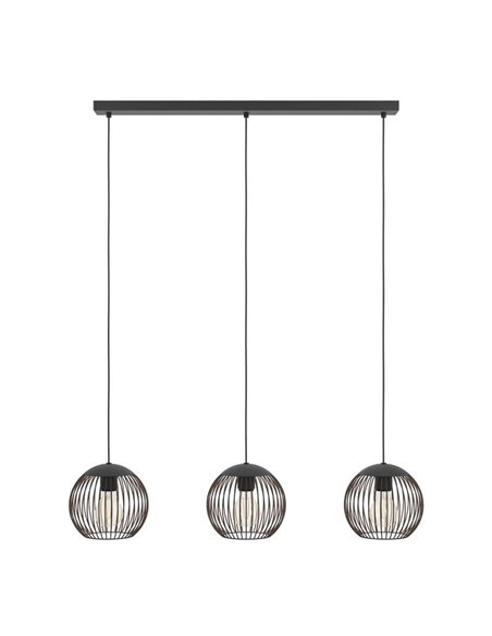 Lámpara colgante industrial 3 luces E27 (no incl)ALMANZORA negra y cobre