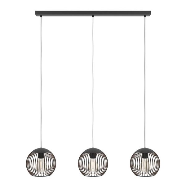 Lámpara colgante industrial 3 luces E27 (no incl)ALMANZORA negra y cobre