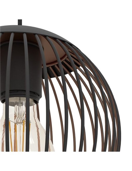 Luminária pendente industrial ALMANZORA, 3 lâmpadas, preta e cobre, redonda, E27 (não incluída)