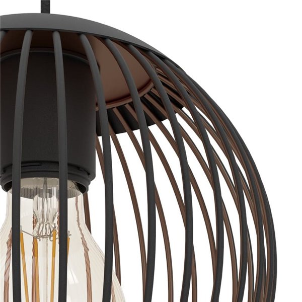 Lámpara colgante industrial ALMANZORA 3 luces negra y cobre redonda E27 (no incl.)