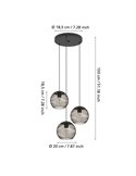 Suspension industrielle ALMANZORA, 3 lumières, noir et cuivre, ronde, E27 (non inclus)