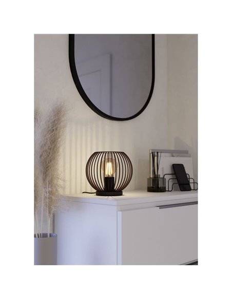 Lámpara de mesa industrial negra y cobre E27 (no incl.) ALMANZORA