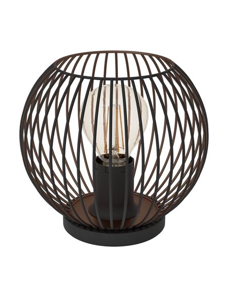 Lámpara de mesa industrial negra y cobre E27 (no incl.) ALMANZORA