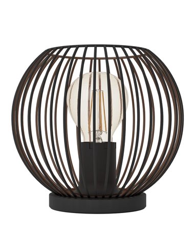 Lámpara de mesa industrial negra y cobre E27 (no incl.) ALMANZORA