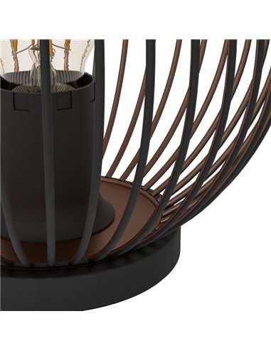 Lámpara de mesa industrial negra y cobre E27 (no incl.) ALMANZORA