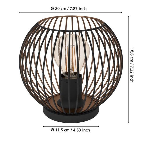 Luminária de mesa industrial preta e cobre, soquete E27 (não incluído) ALMANZORA