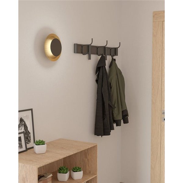 Aplique de pared LED redondo negro y latón cepillado TOCINA, Ø240mm, 11W 1300Lm 3000K