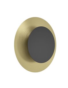 Luminária de parede redonda TOCINA em LED, preta e latão escovado, Ø240mm, 11W 1300lm 3000K