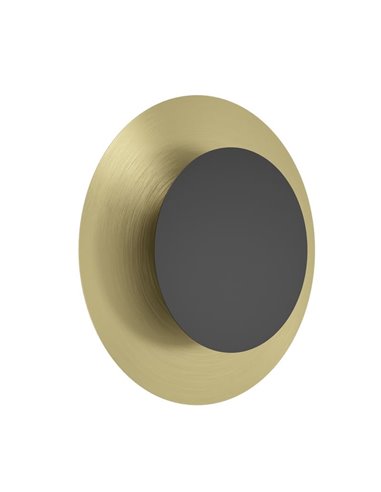 Luminária de parede redonda TOCINA em LED, preta e latão escovado, Ø240mm, 11W 1300lm 3000K