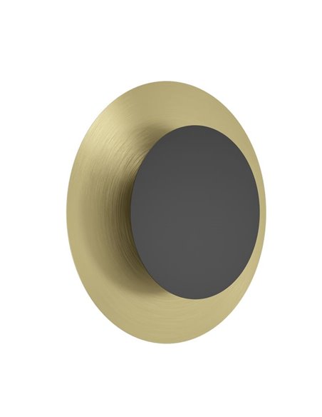 Luminária de parede redonda TOCINA em LED, preta e latão escovado, Ø240mm, 11W 1300lm 3000K