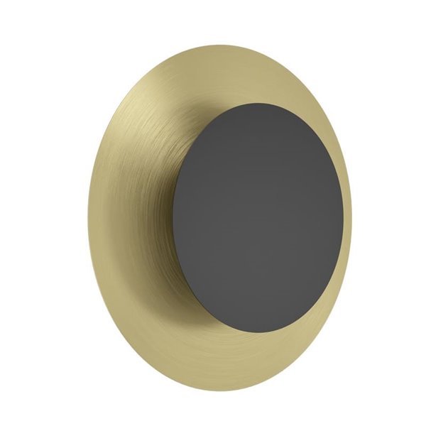 Aplique de pared LED redondo negro y latón cepillado TOCINA, Ø240mm, 11W 1300Lm 3000K