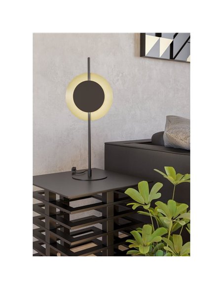 Lampe de table LED TOCINA en laiton brossé et noir, hauteur 60 cm, 11 W, 1300 lm, 3000 K