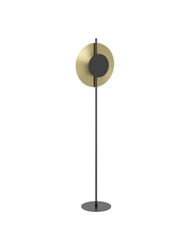 Lámpara de pie LED negra y latón cepillado TOCINA, 11W 1300Lm, 3000K