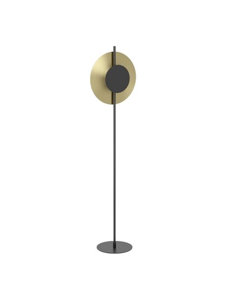 Lámpara de pie LED negra y latón cepillado TOCINA, 11W 1300Lm, 3000K