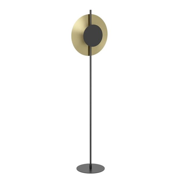Lámpara de pie LED negra y latón cepillado TOCINA, 11W 1300Lm, 3000K