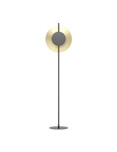 Lámpara de pie LED negra y latón cepillado TOCINA, 11W 1300Lm, 3000K