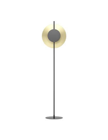 Lámpara de pie LED negra y latón cepillado TOCINA, 11W 1300Lm, 3000K