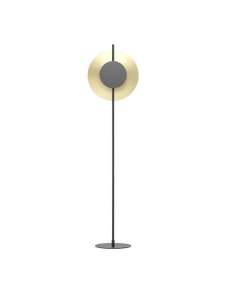 Lámpara de pie LED negra y latón cepillado TOCINA, 11W 1300Lm, 3000K