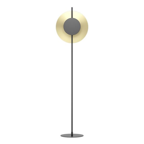 Lámpara de pie LED negra y latón cepillado TOCINA, 11W 1300Lm, 3000K