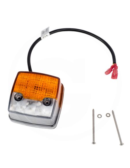 Indicador de posição e seta em LED, homologado para 12/24V IP6K9K, para tratores e máquinas agrícolas, 8,4 cm x 8,4 cm.