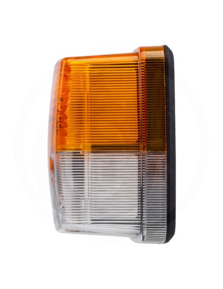 Indicador de posição e seta em LED, homologado para 12/24V IP6K9K, para tratores e máquinas agrícolas, 8,4 cm x 8,4 cm.