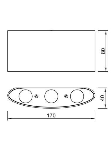 Aplique LED exterior ARCS 6W 620Lm 3000K, IP54 antracita o blanco medidas