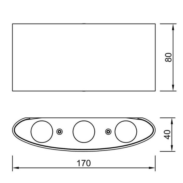 Aplique LED exterior ARCS 6W 620Lm 3000K, IP54 antracita o blanco medidas