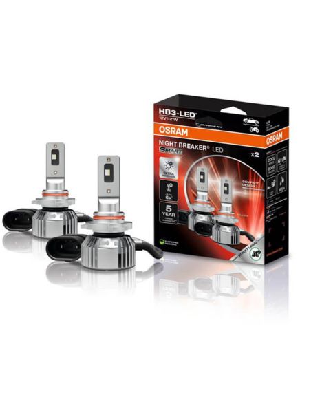 OSRAM NIGHT BREAKER LED SMART HB3 – Bombillas LED homologadas 12V 6000K luz blanca 9005DWNBSM-2HB