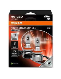 Ampoule LED intelligente OSRAM NIGHT BREAKER H9 – Homologuée, 12 V, 6 000 K, lumière blanche intense 64213DWNBSM-2HB