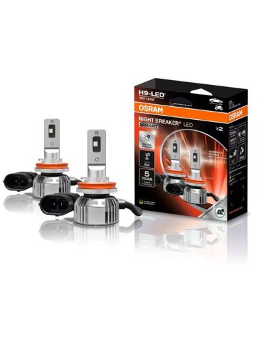 Ampoule LED intelligente OSRAM NIGHT BREAKER H9 – Homologuée, 12 V, 6 000 K, lumière blanche intense 64213DWNBSM-2HB
