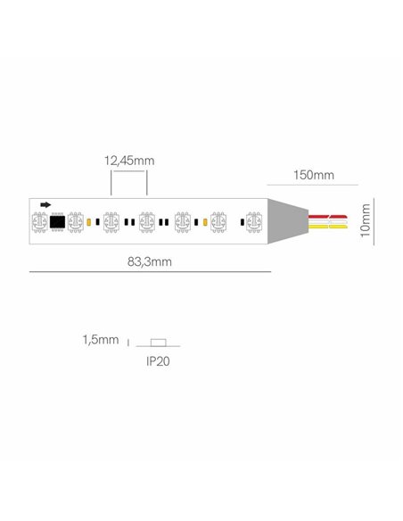 Tira LED SPI directionnel 1 métro RGB FINE SPI-2, 24VDC 14W/m, IP20